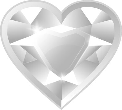 silver heart cut diamond crystal gemstone isolated white background jewel jpg file