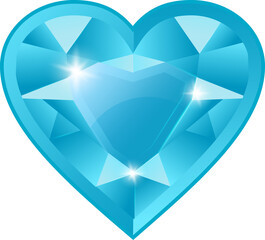 Naklejka na ściany i meble sea blue heart cut diamond crystal gemstone isolated white background jewel jpg file