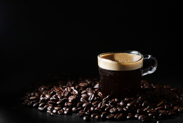 A cup with black coffee