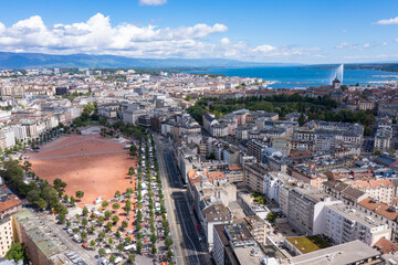 Aerial view of  plainpalais in Geneva - Switzerland