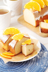 A biscuit citrus cake with oranges