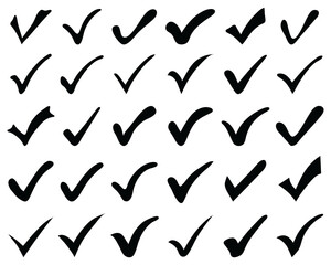 Check mark icons collection on a white background