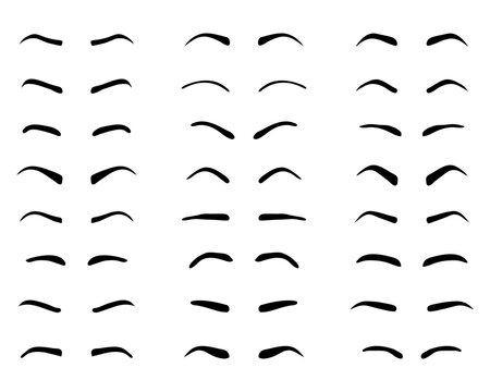 Types and forms of eyebrows, tattoo design, black silhouettes