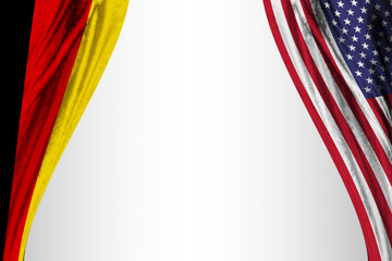 Flag of Germany and the United States of America with theater effect. 3D illustration