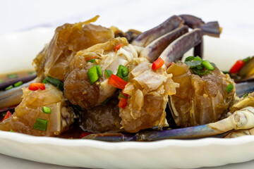 Korean food Raw crabs marinated in soy sauce which is called Ganjang-gejang