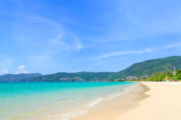 Patong Beach with crystal clear water and wave, the most famous tourist destination, Phuket, Thailand