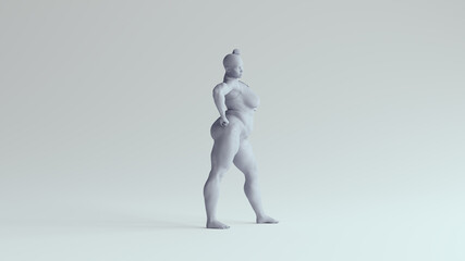 Beautiful Body Positivity Woman Plus Size Strong Black Female Thick Strong Pose Made Out of Sticky Blue Plastic Right View 3d illustration render