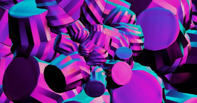Creative Minimal 3d art. Muffin Cake in abstract space.Trendy color combination, Perfect background for music. 4k seamless loop video. 