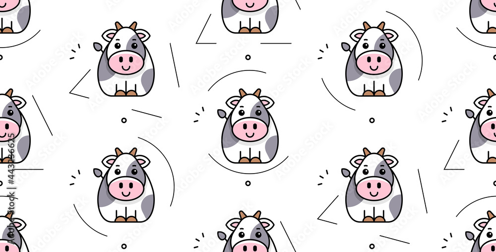 Poster seamless pattern with cows. icon design. template elements