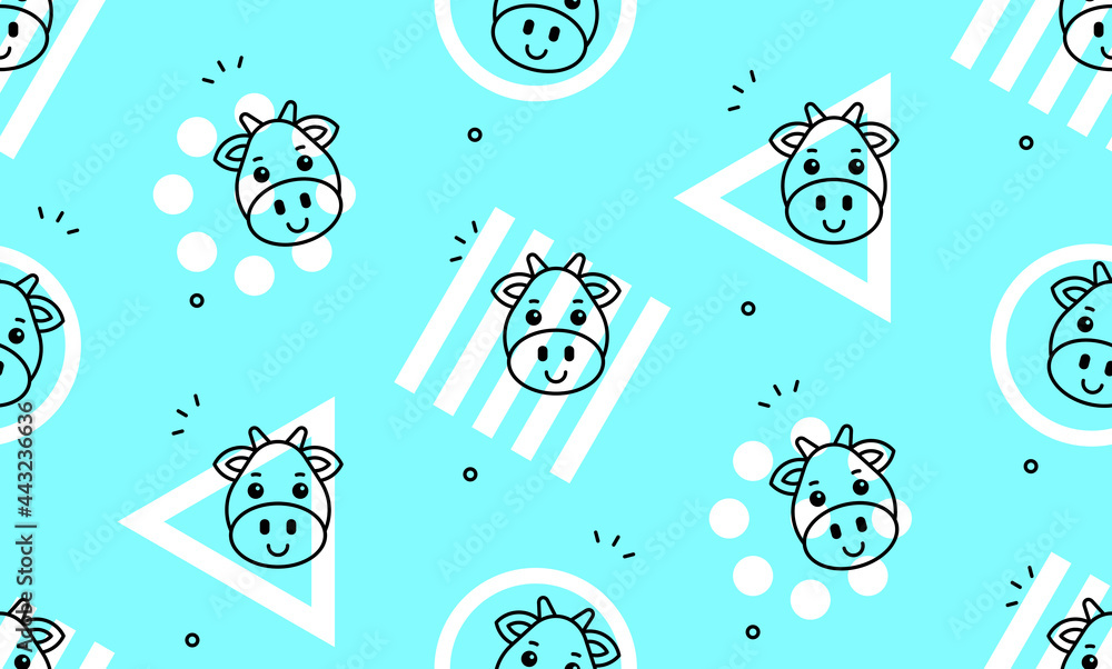 Poster seamless pattern with cows. icon design. template elements