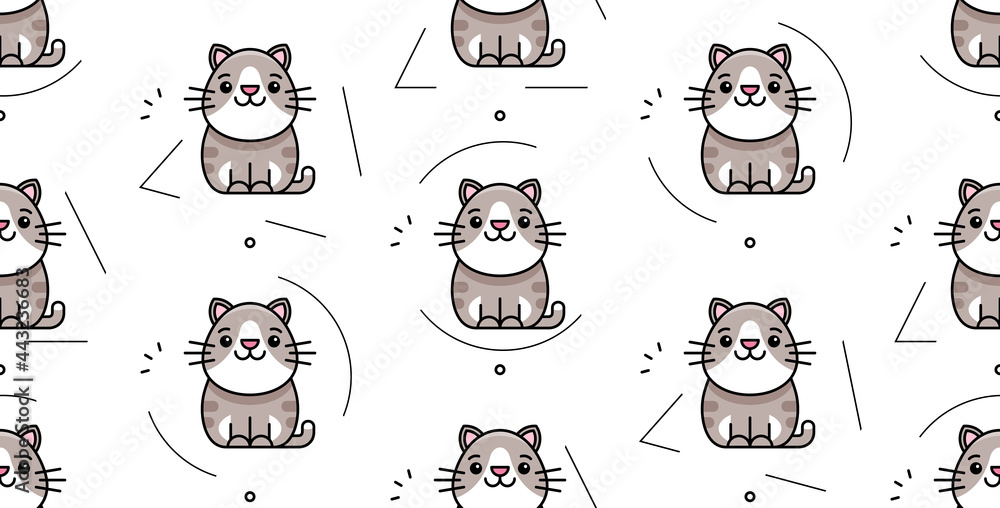 Poster seamless pattern with cats. icon design. template elements