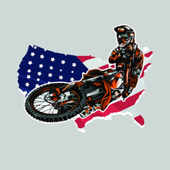 american motocross dirt bike wo long design vector illustration for use in design and print poster canvas