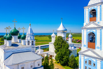 Aerial drone view of Nikitskiy monastery in Pereslavl Zalessky, Yaroslavl Region, Russia. Summer...