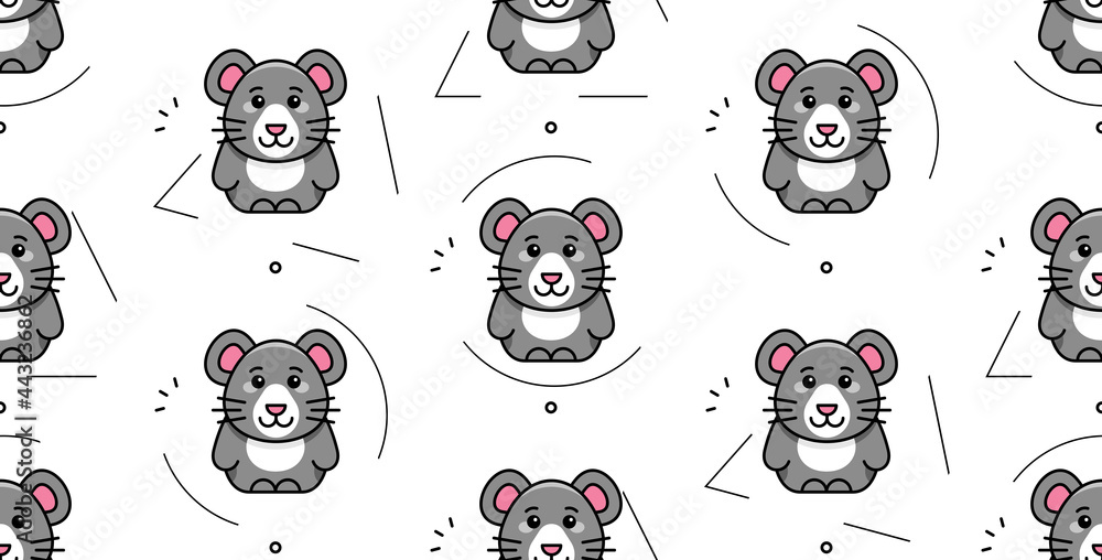 Poster seamless pattern with mouses. icon design. template elements