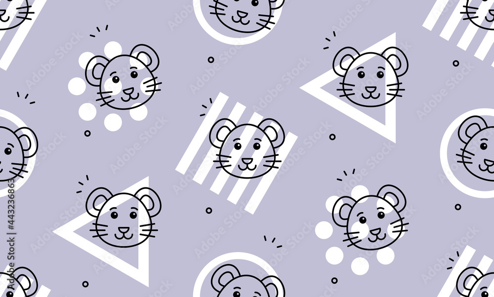 Poster seamless pattern with mouses. icon design. template elements