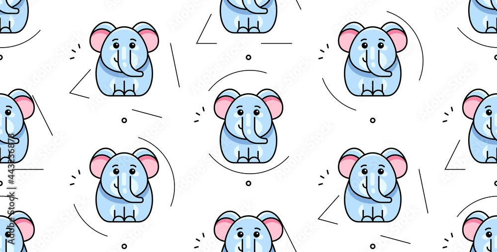 Aufkleber seamless pattern with elephants. icon design. template elements