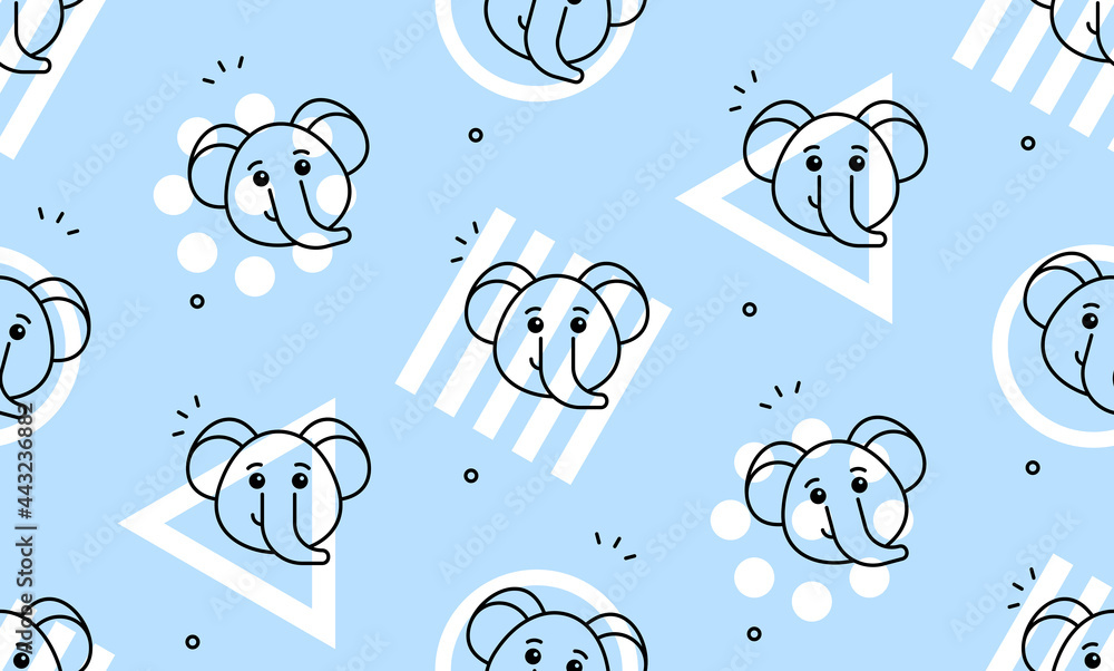 Poster seamless pattern with elephants. icon design. template elements