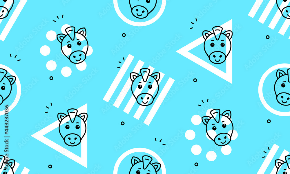 Poster seamless pattern with horses. icon design. template elements
