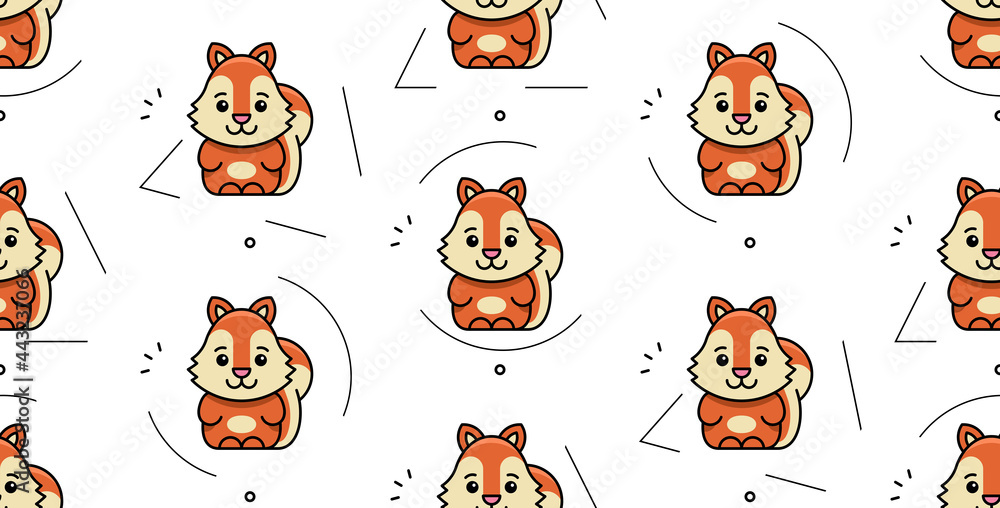 Poster seamless pattern with squirrels. icon design. template elements