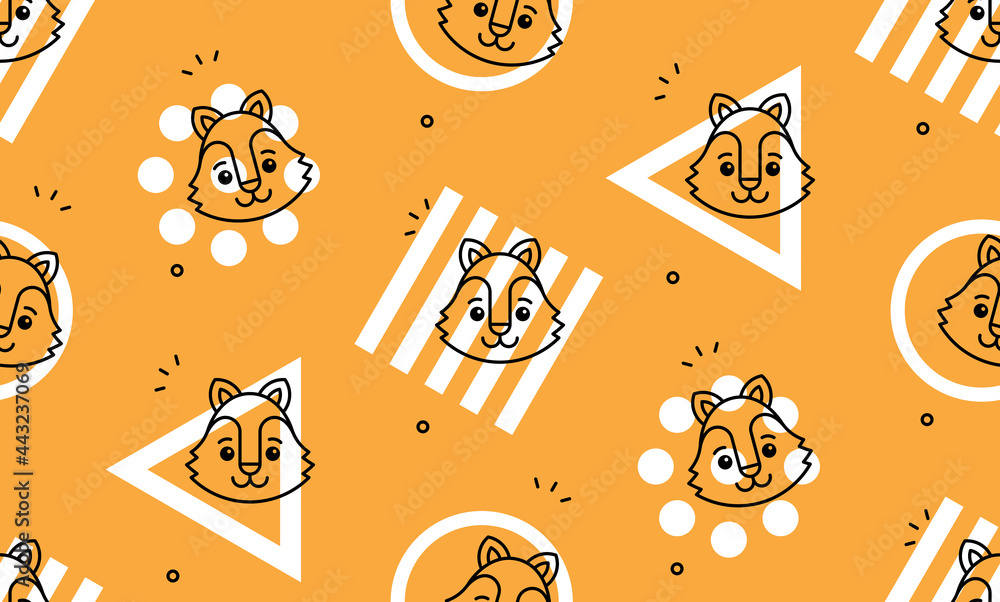 Poster seamless pattern with squirrels. icon design. template elements