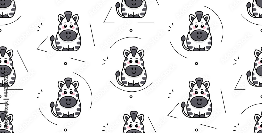 Poster seamless pattern with zebras. icon design. template elements