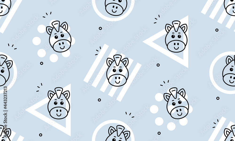 Poster seamless pattern with zebras. icon design. template elements