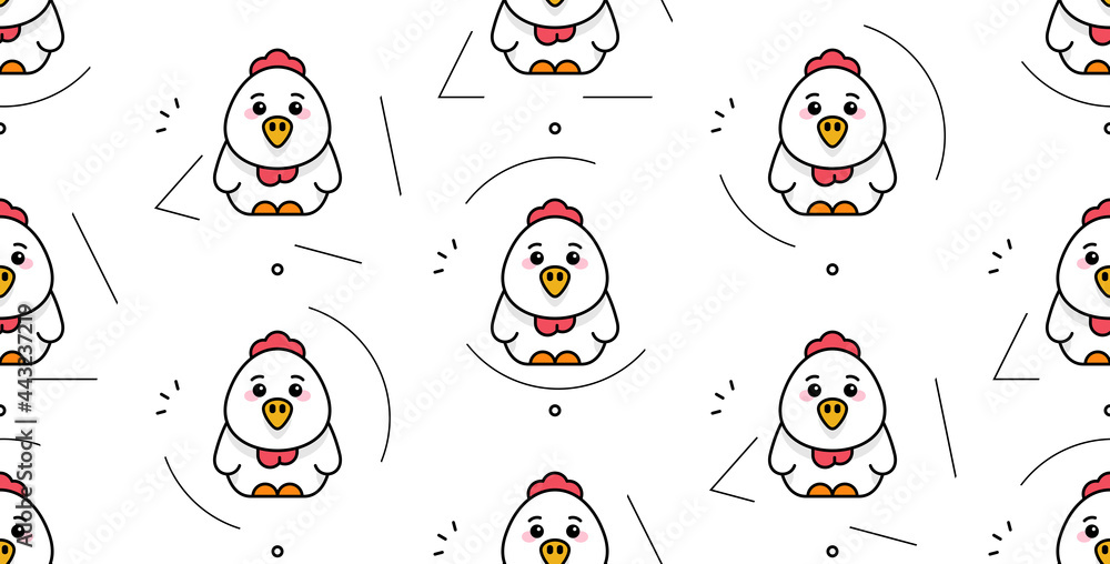 Poster seamless pattern with chicks. icon design. template elements
