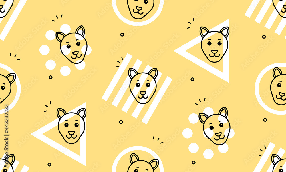 Poster seamless pattern with kangaroos. icon design. template elements