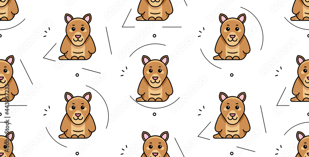 Poster seamless pattern with kangaroos. icon design. template elements