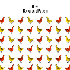 Vector Illustration of Doves | Seamless pattern with yellow and red doves