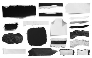 Set of paper different shapes scraps isolated on white background