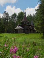 Old wooden church in the forest