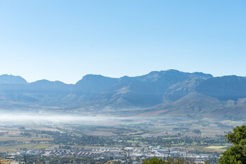 Hottentots-Holland Mountains and an industrial area of Paarl