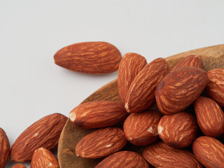 The natural background is made of different types of nuts. super food.