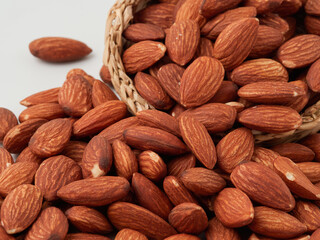 The natural background is made of different types of nuts. super food.