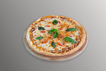 pizza on a wooden table