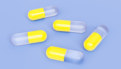 Vitamin B12, Capsule,Cobalamin, 3D illustration.