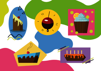 Set of cupcakes | Logos | Vector Desserts