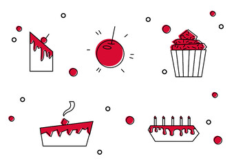 Set of Outline Cupcakes | Vector Logos
