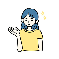 笑顔で案内をする女の子のイラスト