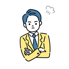 腕組みをして怒っている男性のイラスト