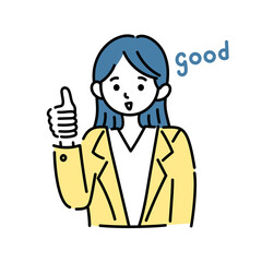 良いねのポーズをする女性のイラスト