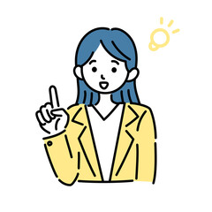 ひらめきポーズの女性のイラスト