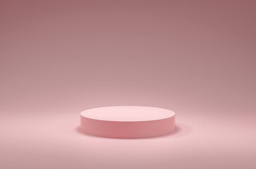 Podium with pink backgound.Cylinder podiums on pink background. Abstract minimal scene with geometrical. Scene to show cosmetic products presentation.Showcase, shopfront, display case, 3D illustration