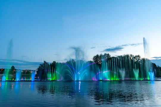 Musical fountain with laser animations.