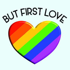 but first love lgbt rainbow gay pride heart heather prism   poster design vector illustration for use in design and print poster canvas