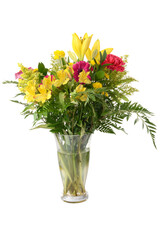 Fototapeta premium flower arrangement of assorted flowers and ferns