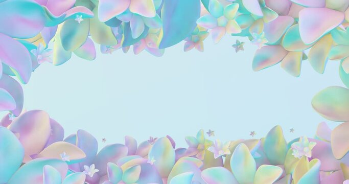 Creative Minimal 3d art. Stylish vanilla pastel flowers in abstract space .Trendy color combination, Perfect background for music. 4k seamless loop video.Good for Vertical banner and screen 