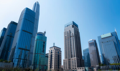 Fototapeta premium Looking up at Shanghai Lujiazui Office Building