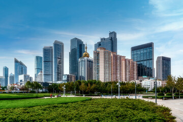 Fototapeta na wymiar Qingdao city modern architectural landscape